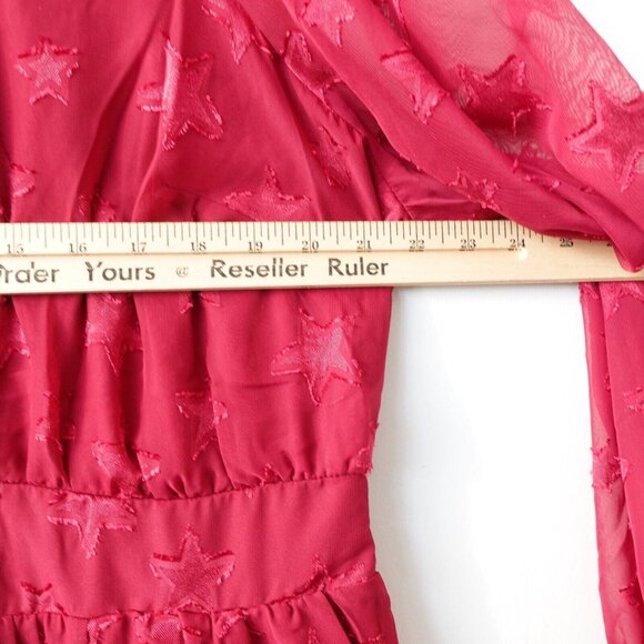 TORRID Dress 1 Red Empire Midi 1X Plus Tier Flowy Peasant Prairie Clip Dot - Picture 4 of 12